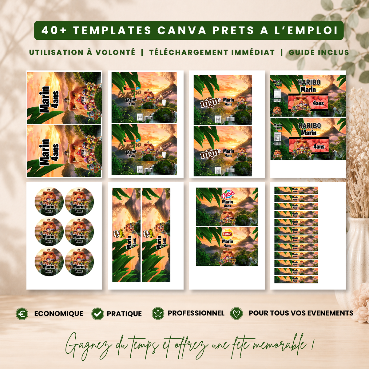 Pack Anniversaire Pat Patrouille Dino – +40 Templates Canva Personnalisables