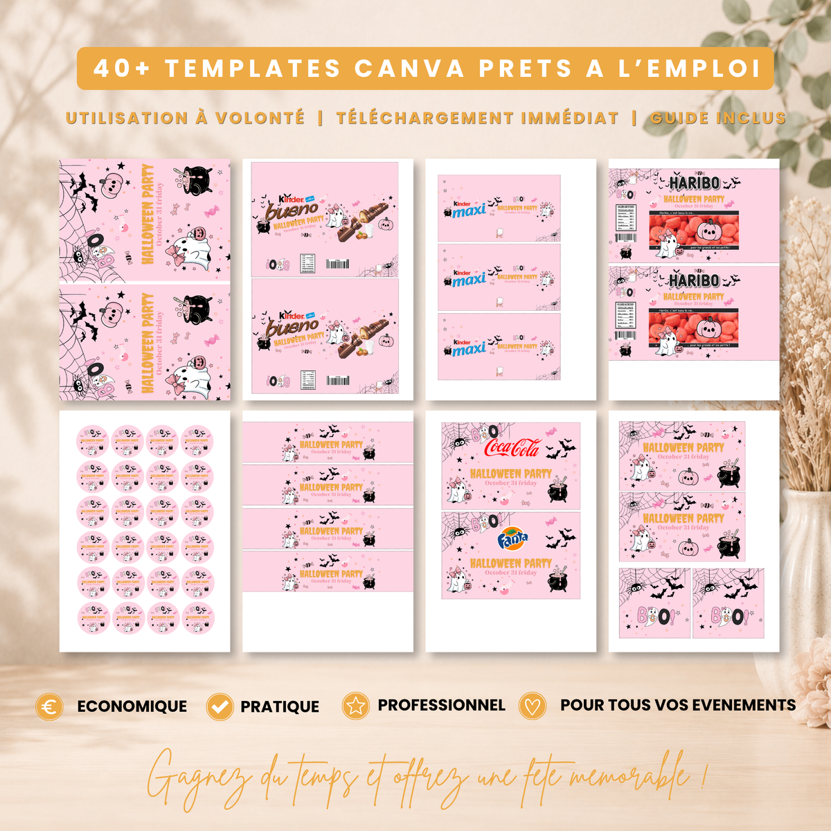 Pack Halloween Girly – 40 Templates Canva Personnalisables
