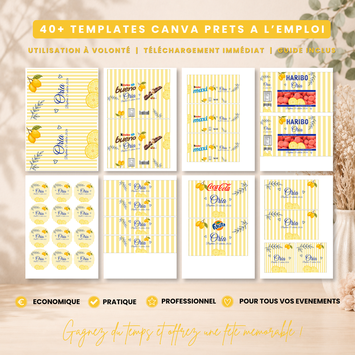 Pack Dolce Vita Citrons – +40 Templates Canva Personnalisables