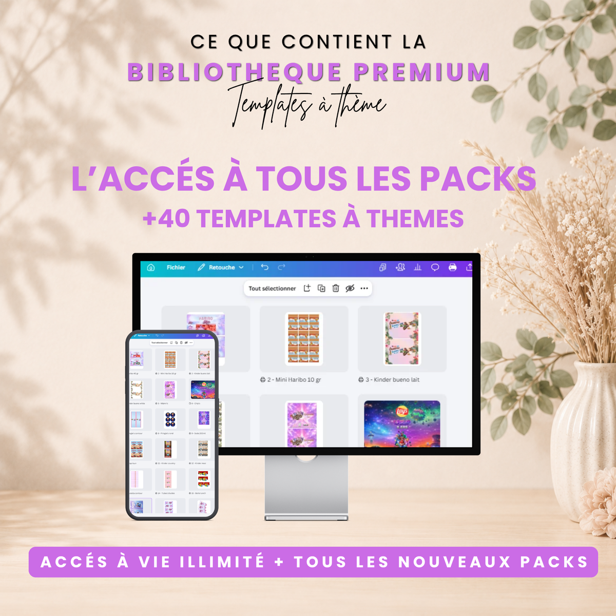 Bibliothèque Premium – Templates Canva à thème