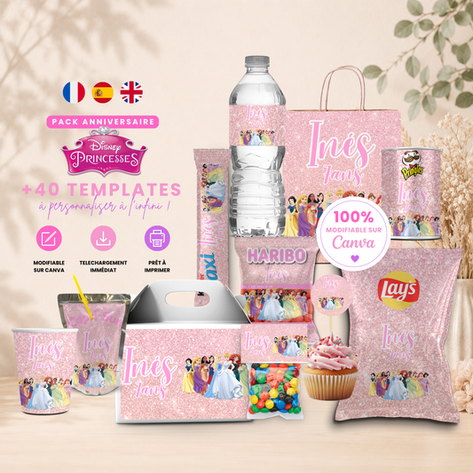 Pack Anniversaire Princesses Disney – 40 Templates Canva Personnalisables