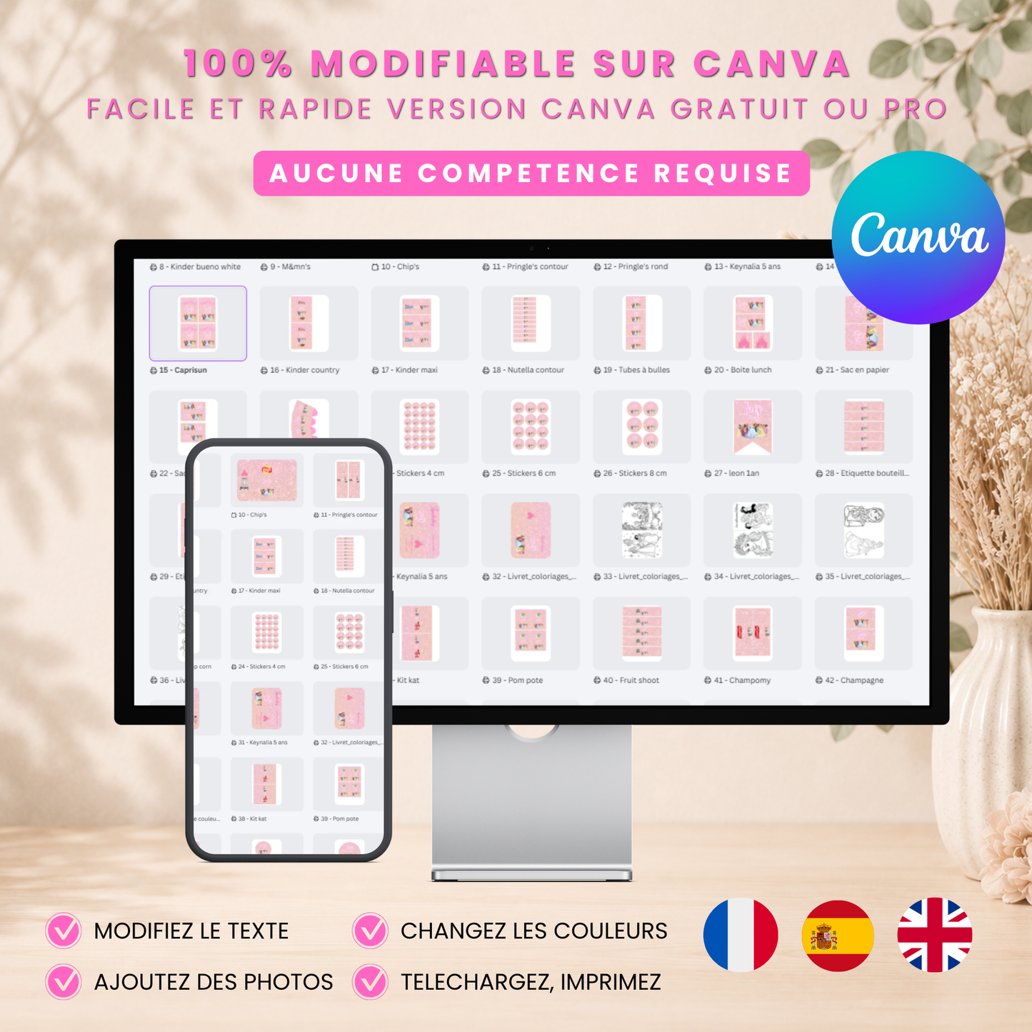 Pack Anniversaire Princesses Disney – 40 Templates Canva Personnalisables
