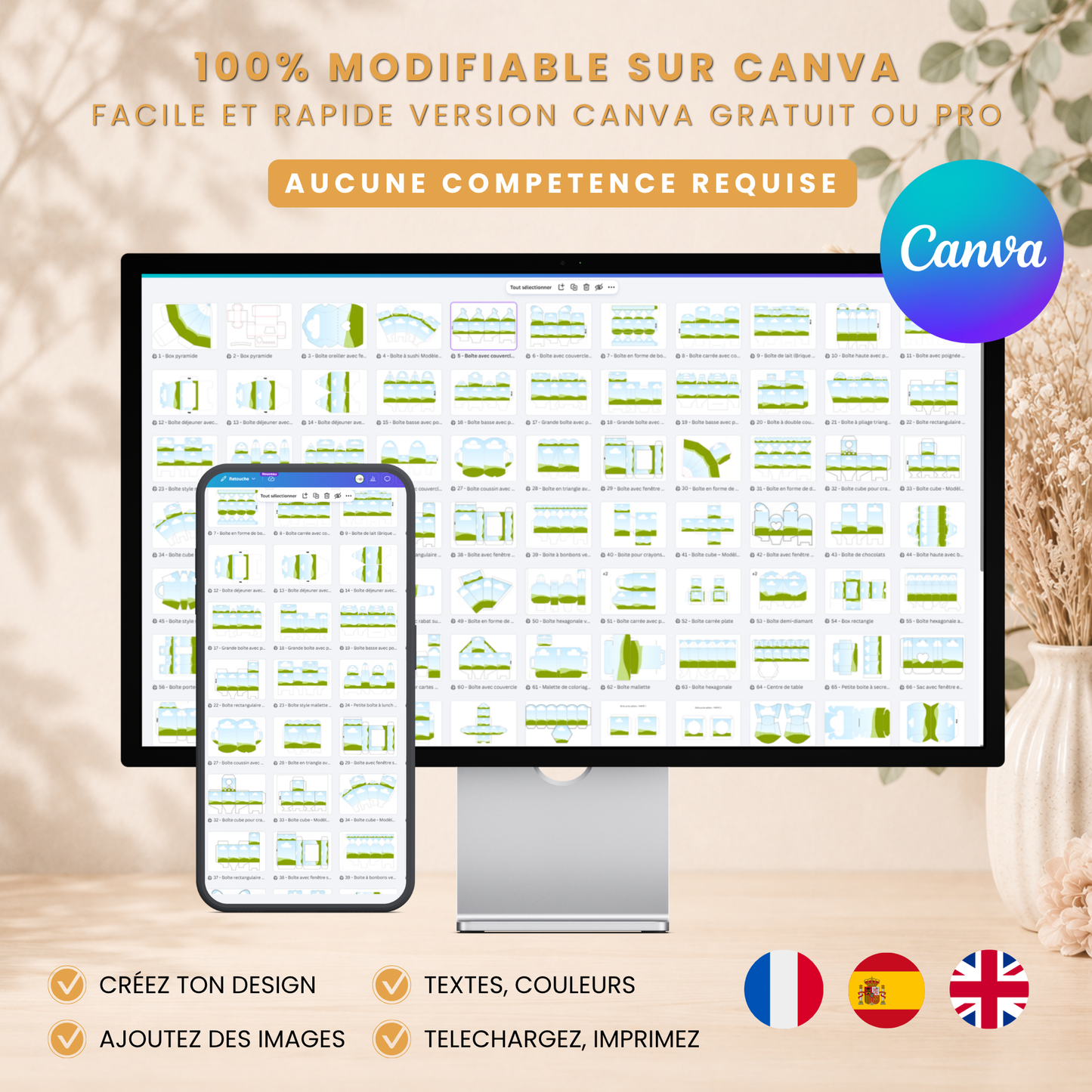 Pack 90 Templates Canva Sacs & Boîtes Cadeaux – Templates Vierges Personnalisables