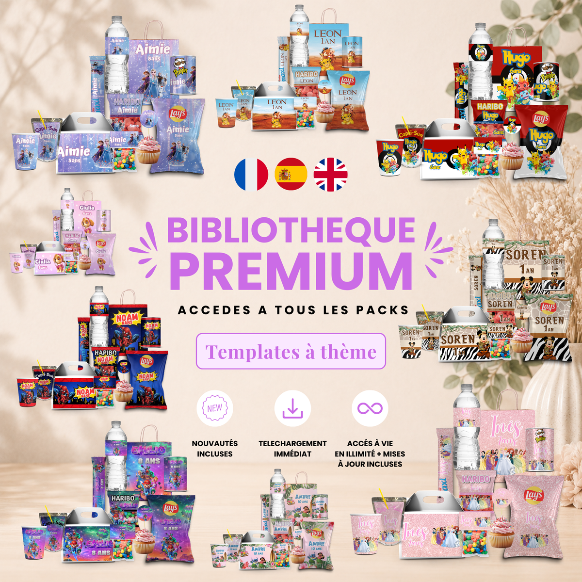 Bibliothèque Premium – Templates Canva à thème