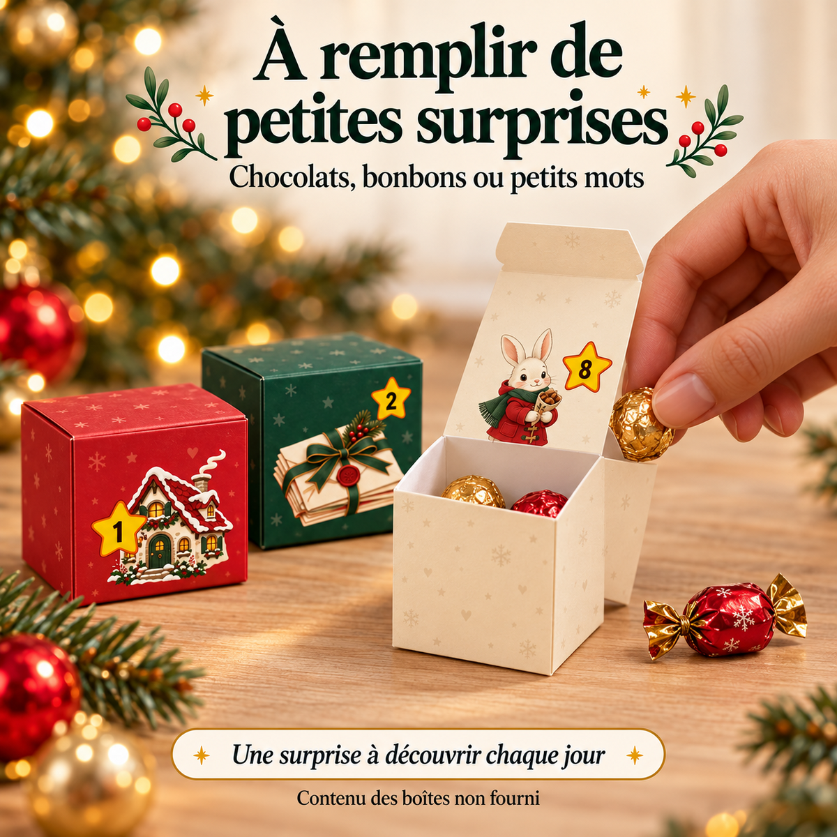Boîtes du calendrier de l’Avent à remplir soi-même de petites gourmandises ou de messages