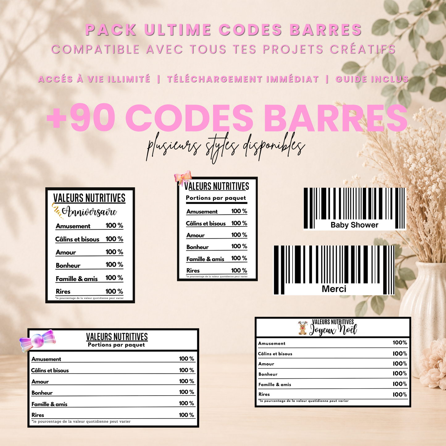 Codes-barres pack 90+ | PNG Haute Qualité