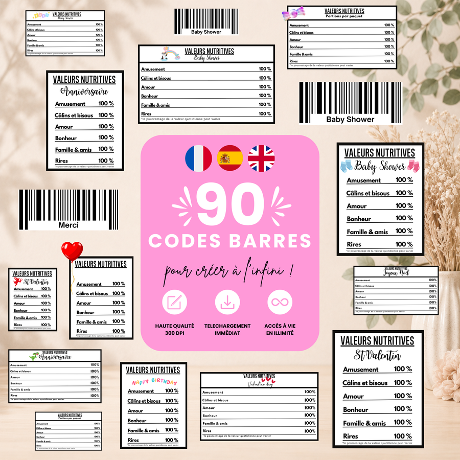 Codes-barres pack 90+ | PNG Haute Qualité