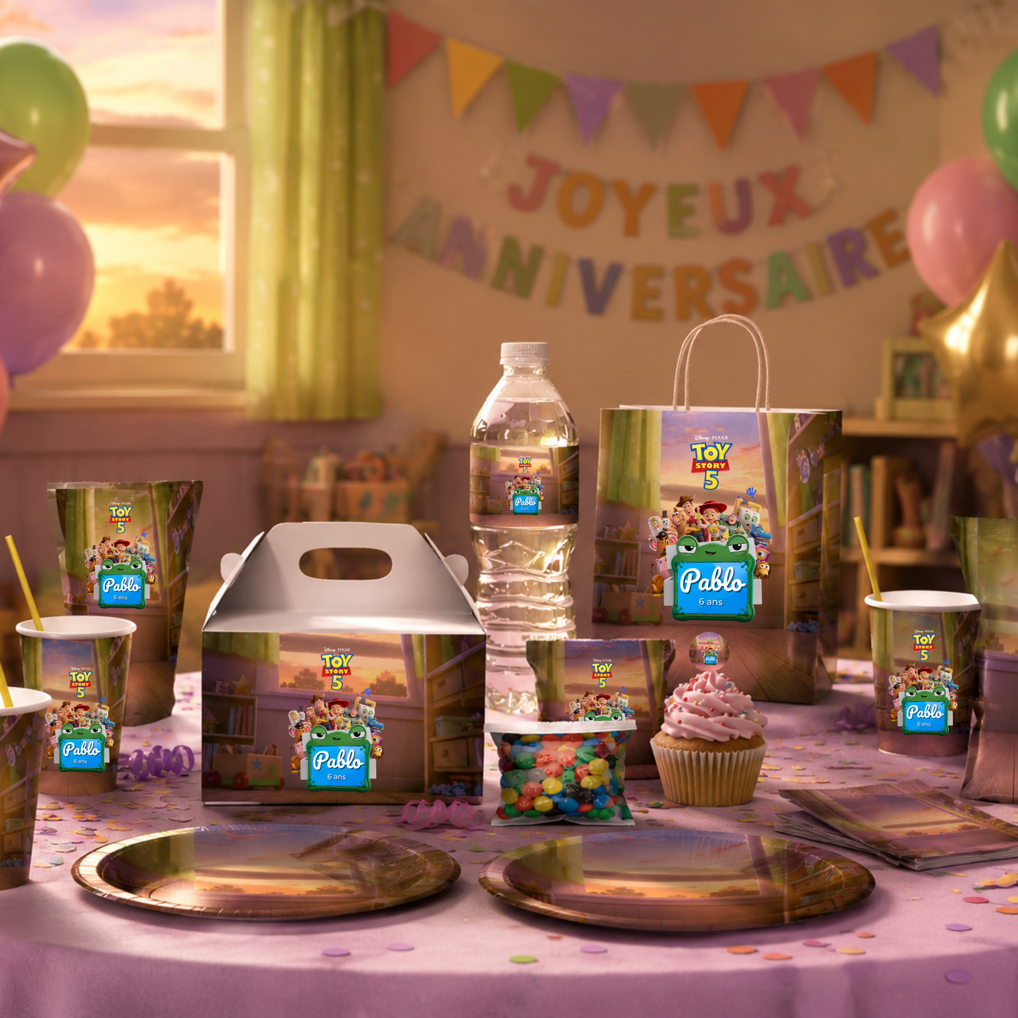 Pack Anniversaire Toy Story 5 - 40 Templates Canva personnalisables