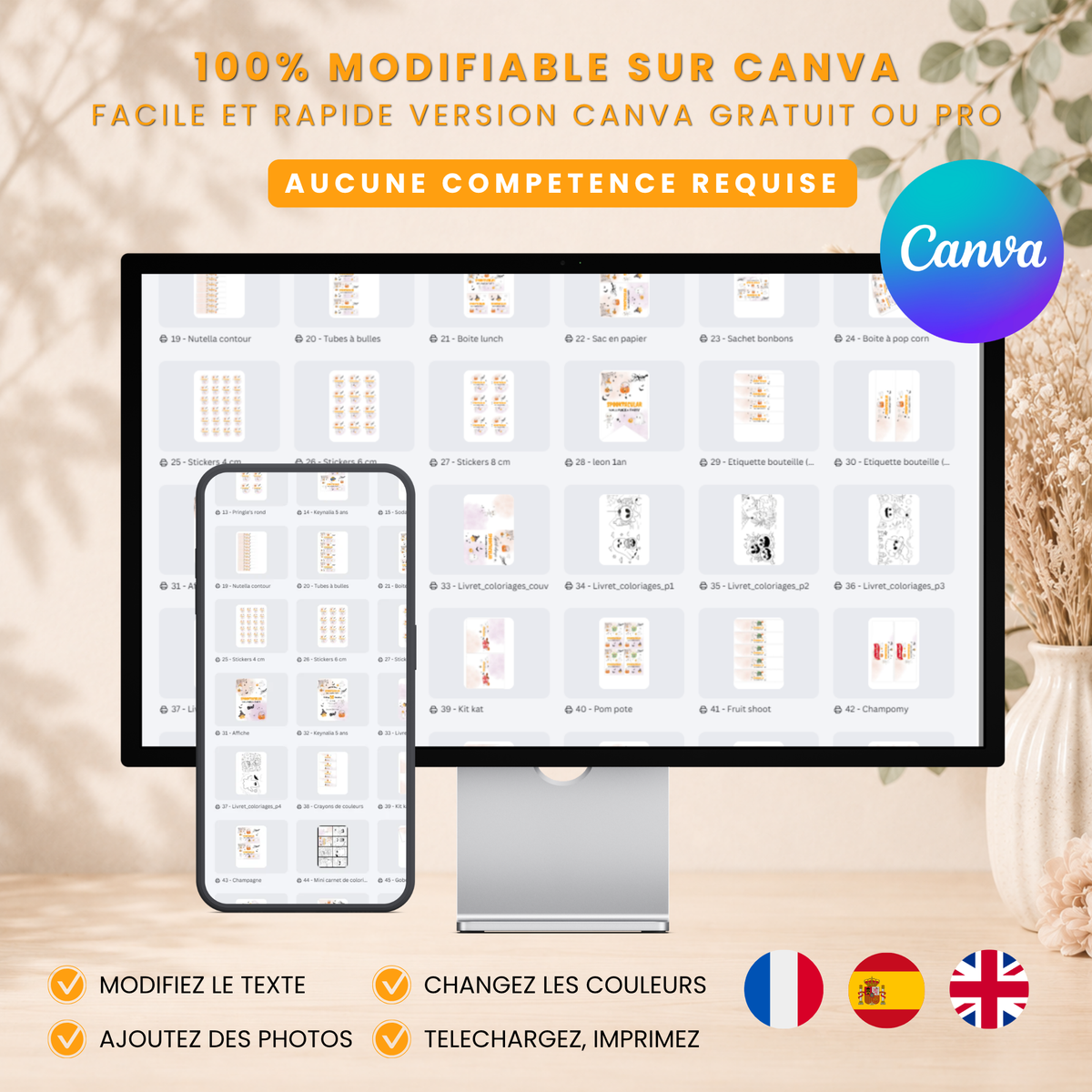 Pack Halloween Fantômes – 40 Templates Canva Personnalisables