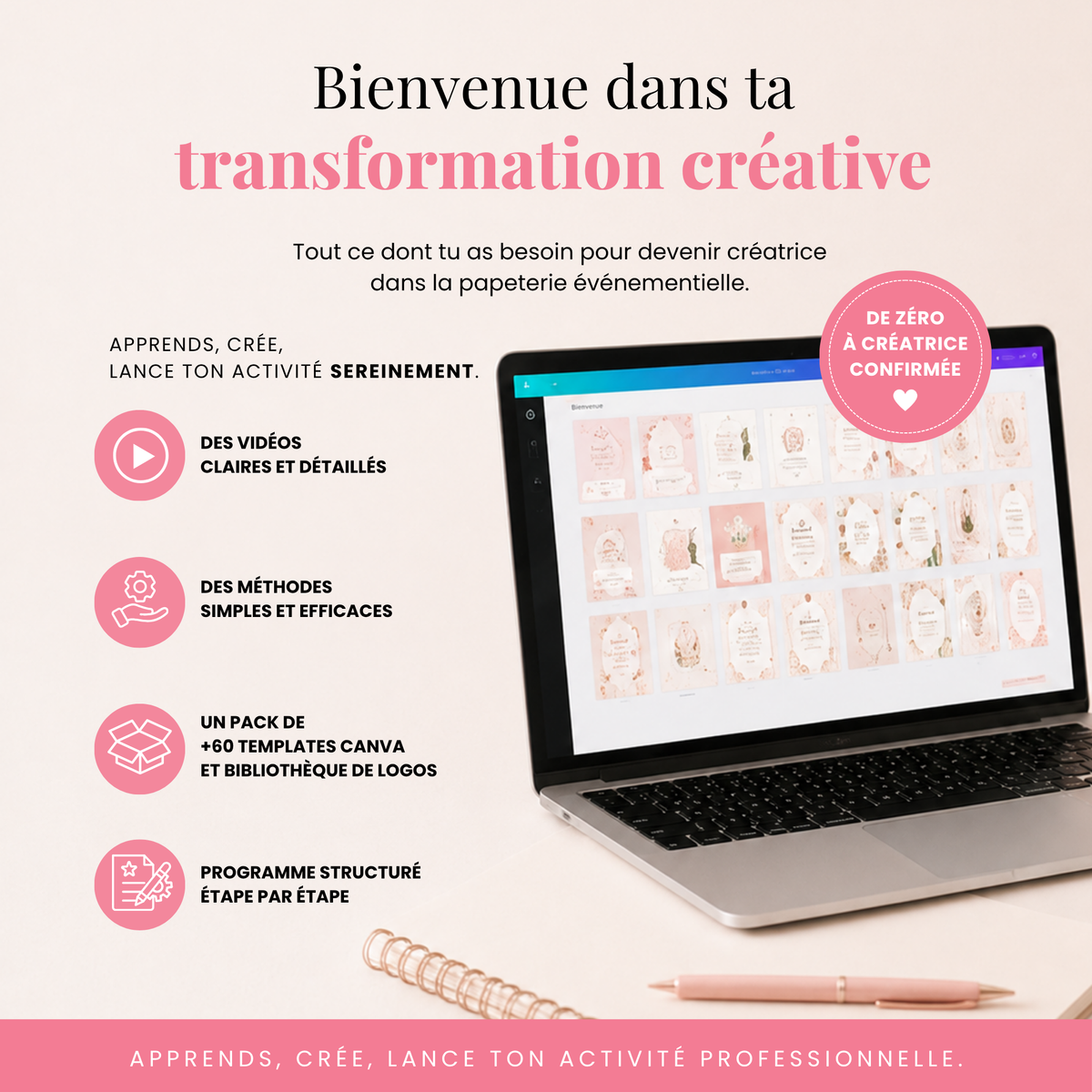 Formation Pro Niveau 1 – Devenir Créatrice dans la Papeterie Événementielle