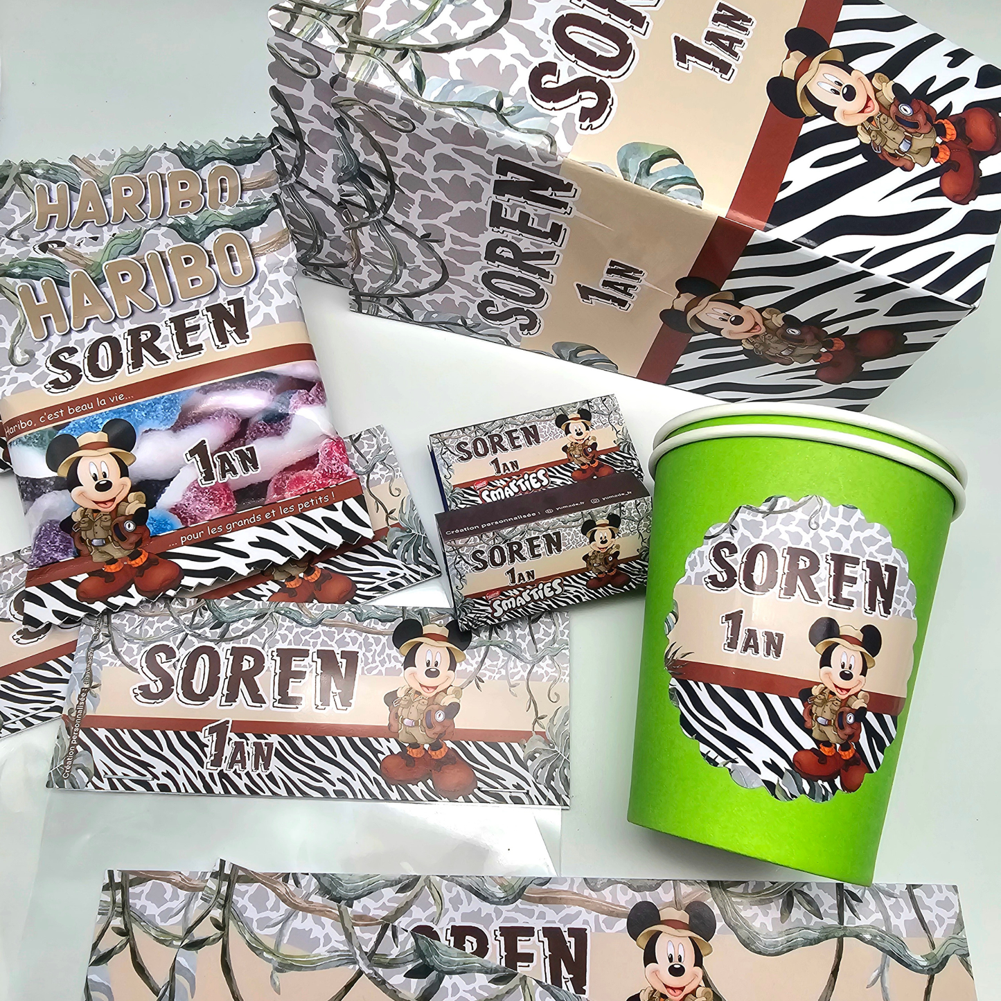 Pack Anniversaire Mickey Jungle Safari - 40 Templates Canva Personnalisables