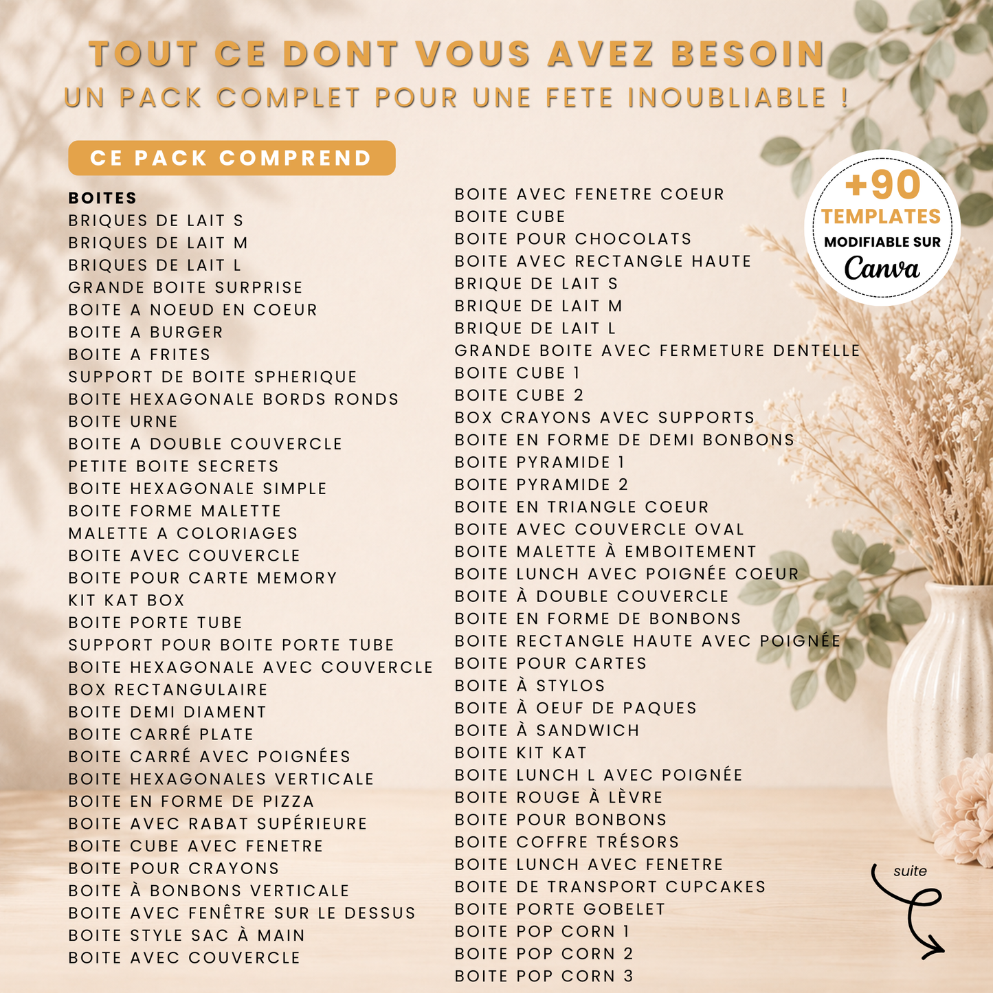 Pack 90 Templates Canva Sacs & Boîtes Cadeaux – Templates Vierges Personnalisables