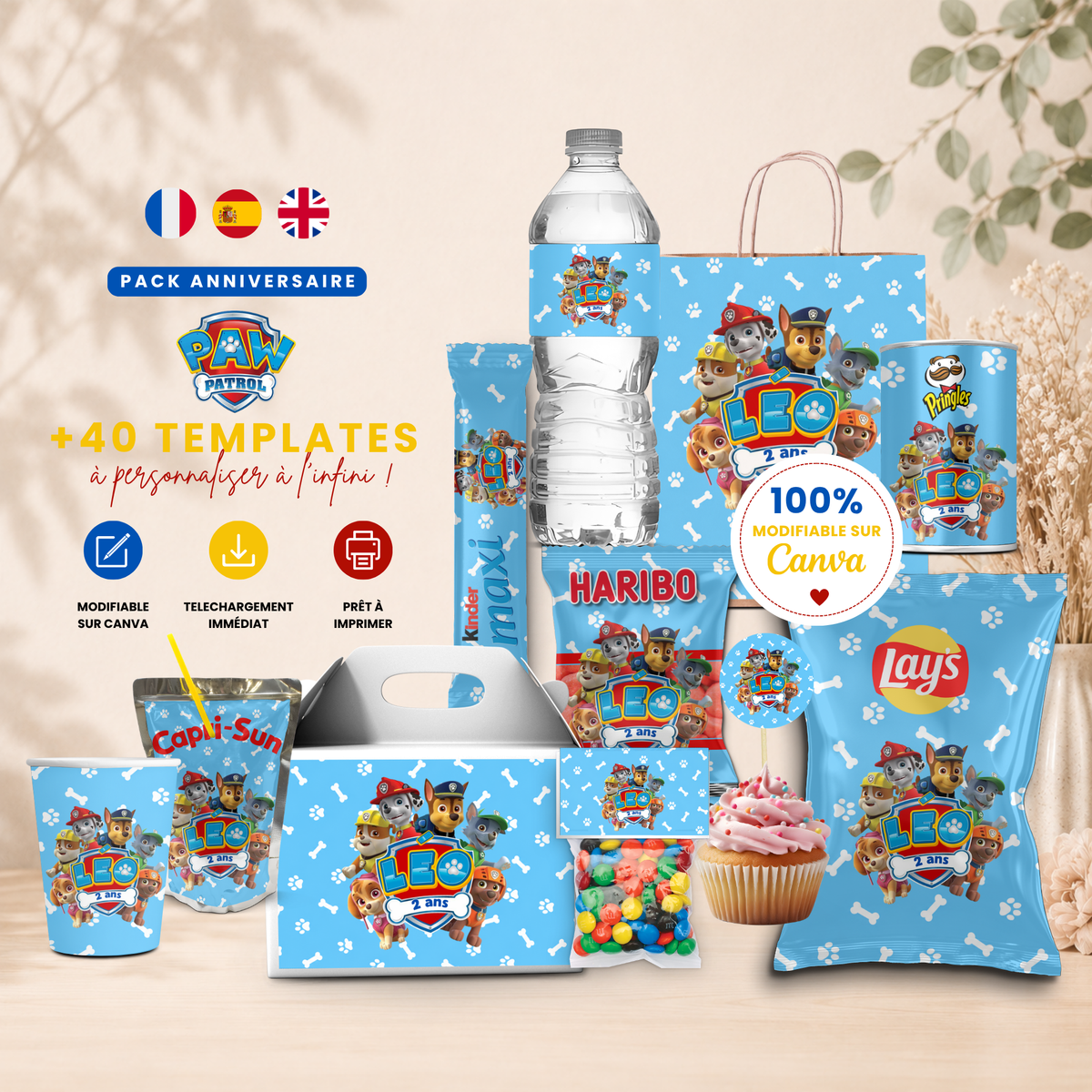 Pack Anniversaire Pat Patrouille – 40 Templates Canva Personnalisables