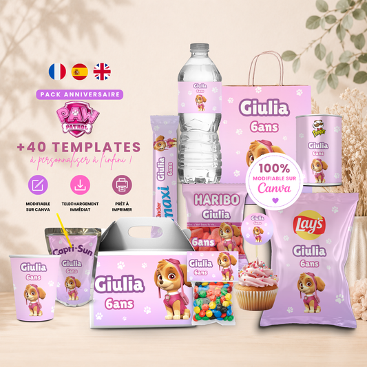 Stella Paw Patrol Birthday Pack - 40 Customizable Canva Templates