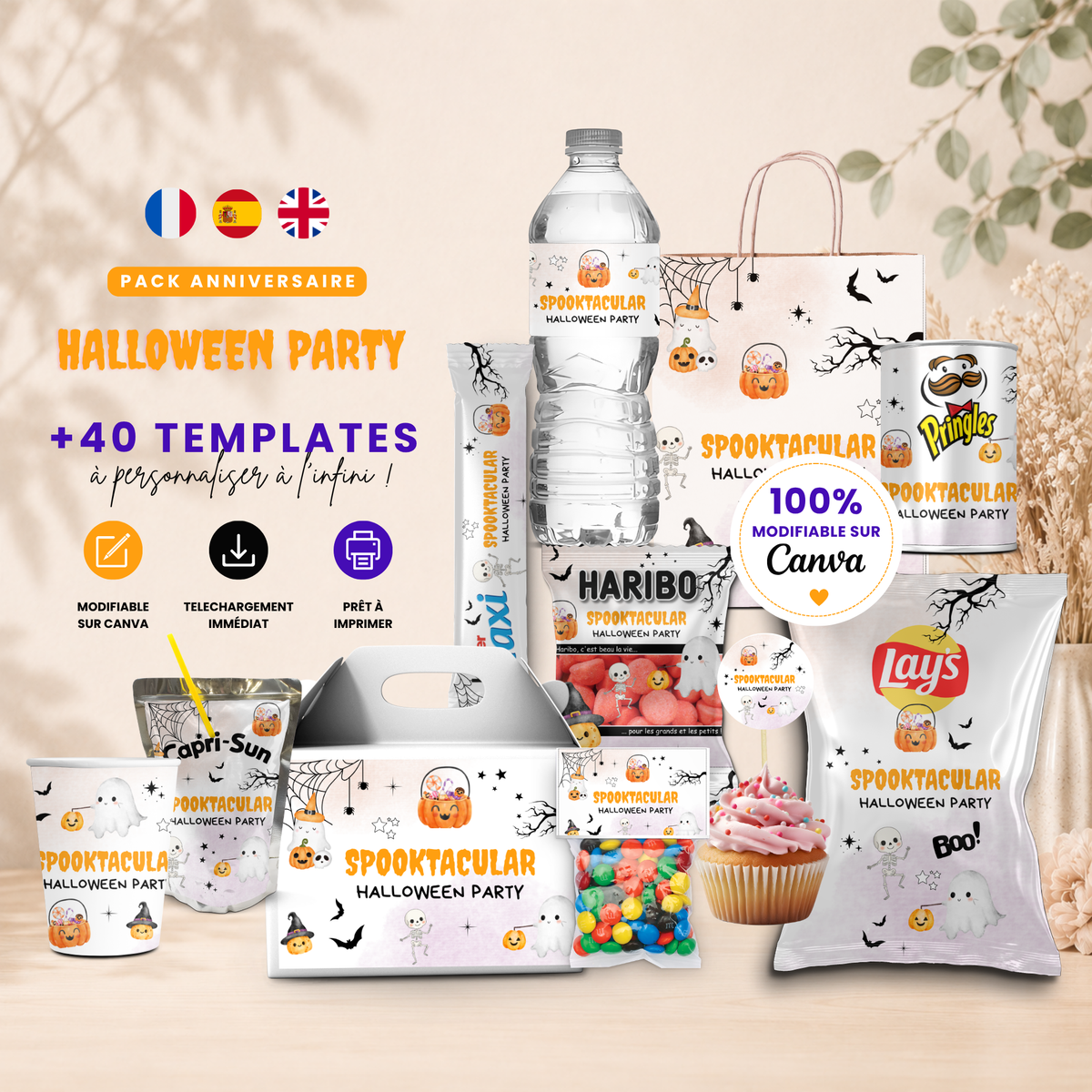 Pack Halloween Fantômes – 40 Templates Canva Personnalisables