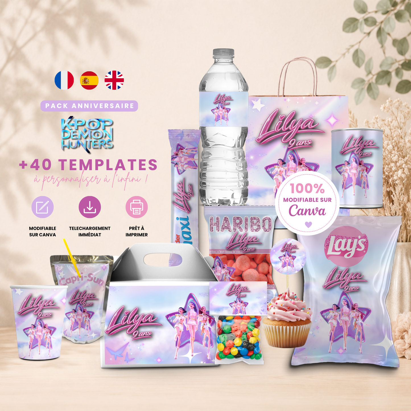 Pack Anniversaire Kpop Demon – 40 Templates Canva Personnalisables