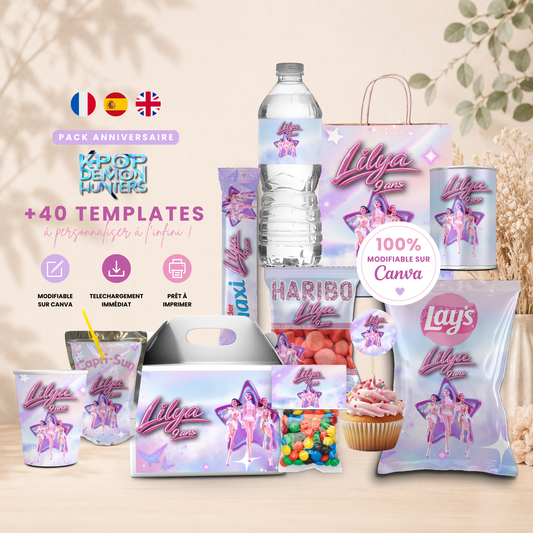 Pack Anniversaire Kpop Demon – 40 Templates Canva Personnalisables