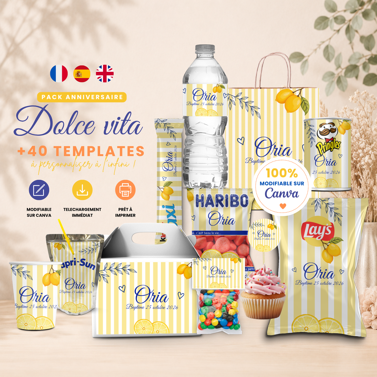 Pack Dolce Vita Citrons – +40 Templates Canva Personnalisables