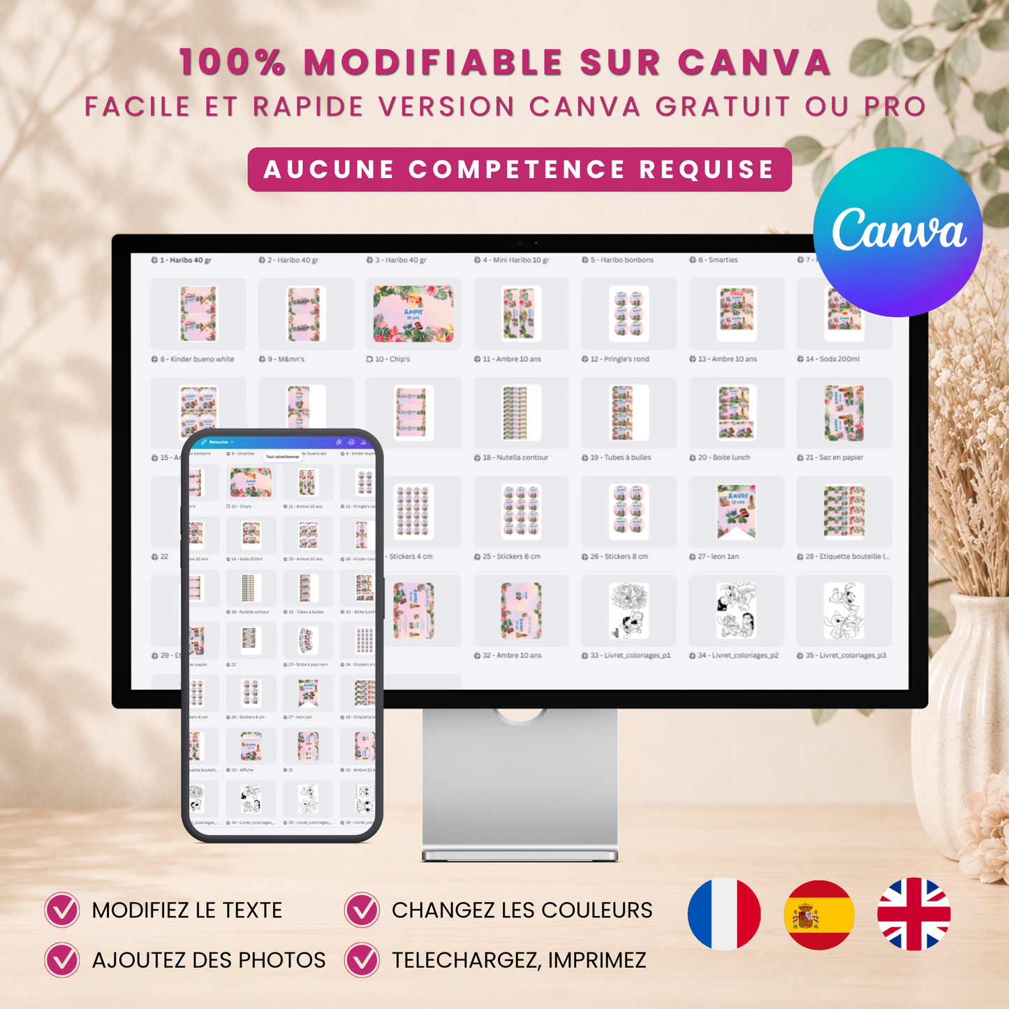 Pack Anniversaire Lilo & Stitch – 40 Templates Canva Personnalisables