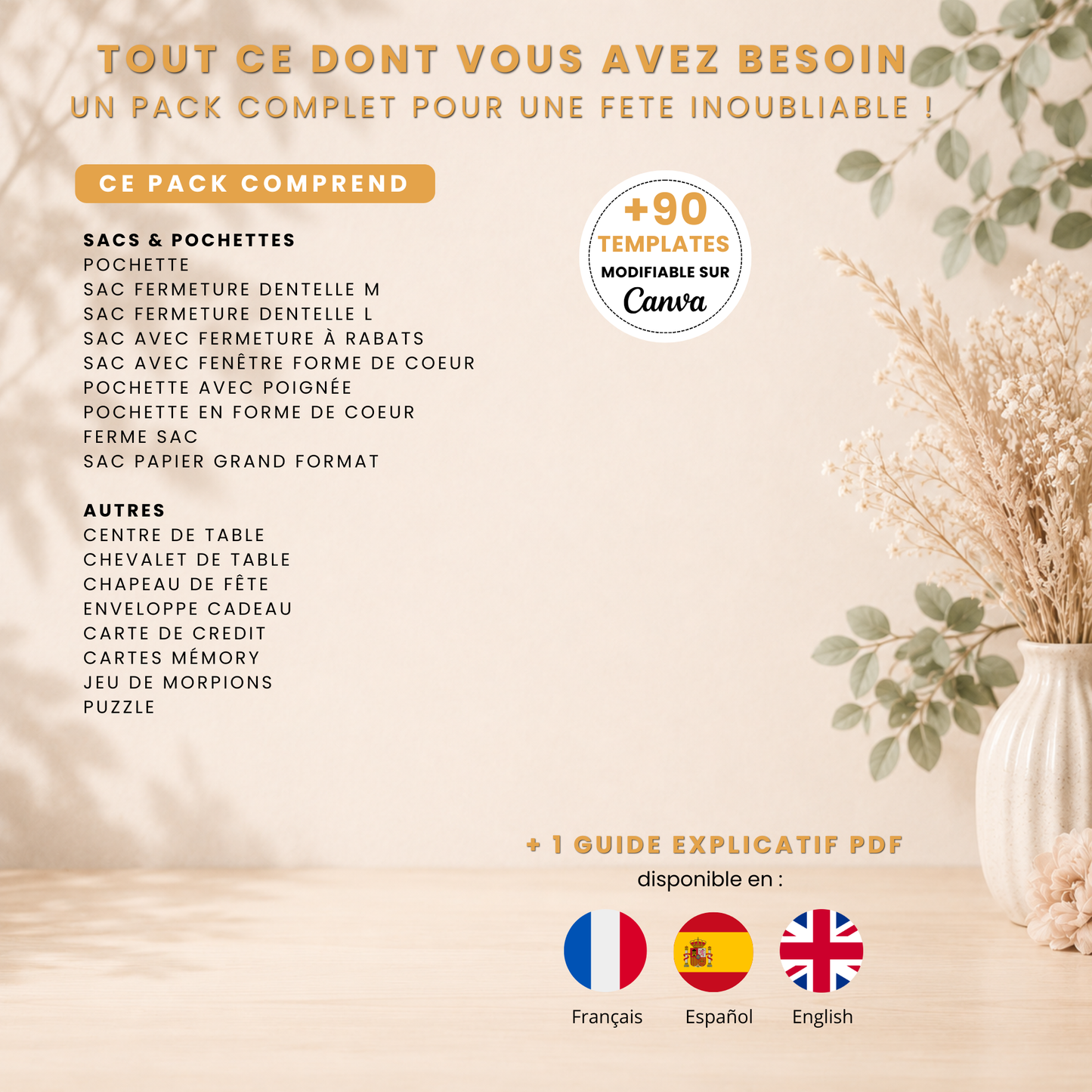 Pack 90 Templates Canva Sacs & Boîtes Cadeaux – Templates Vierges Personnalisables